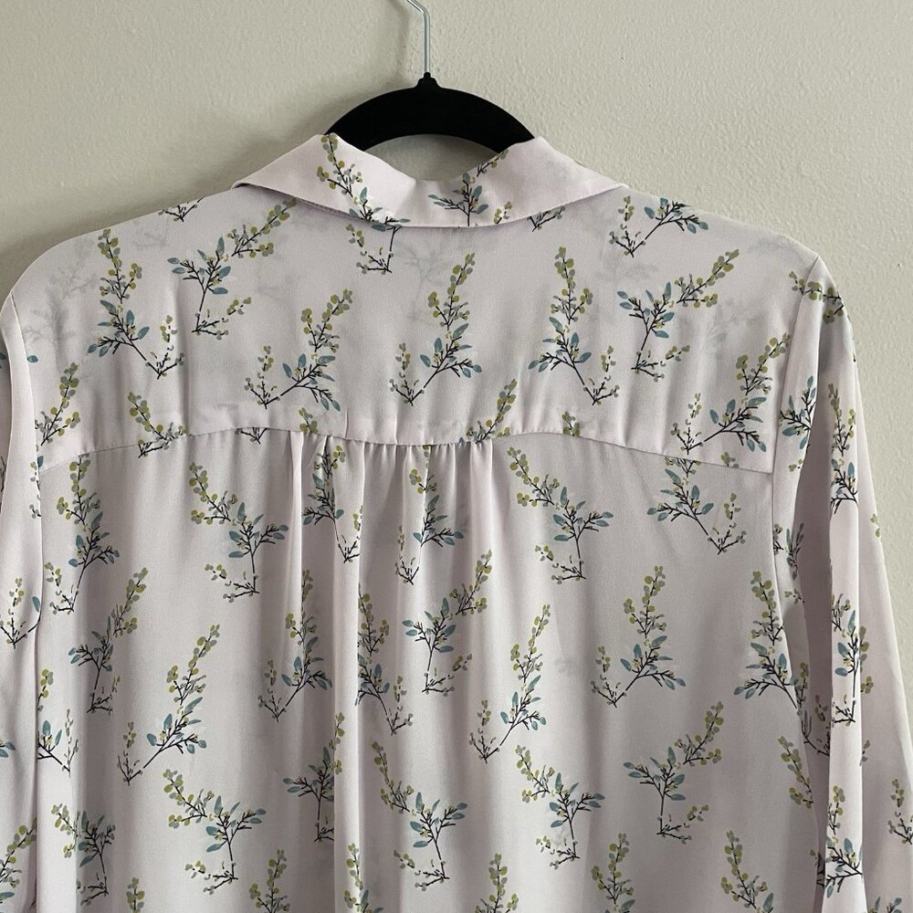 LOFT White Floral Button-Down Tie-Front Blouse - Picture 12 of 12